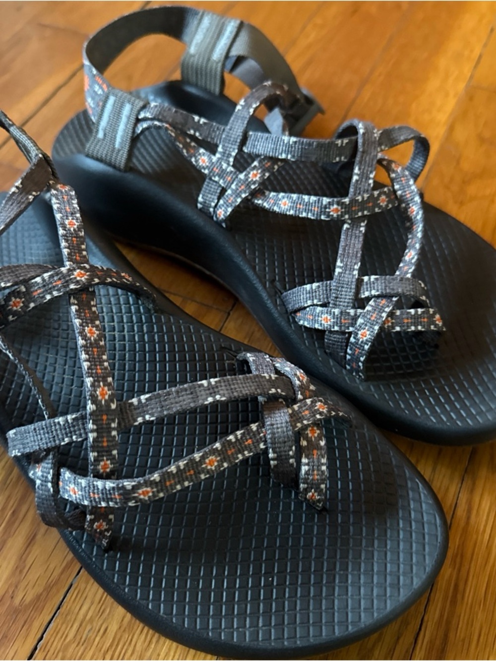 Chaco Black Sandals with Floral Webbing - Like New